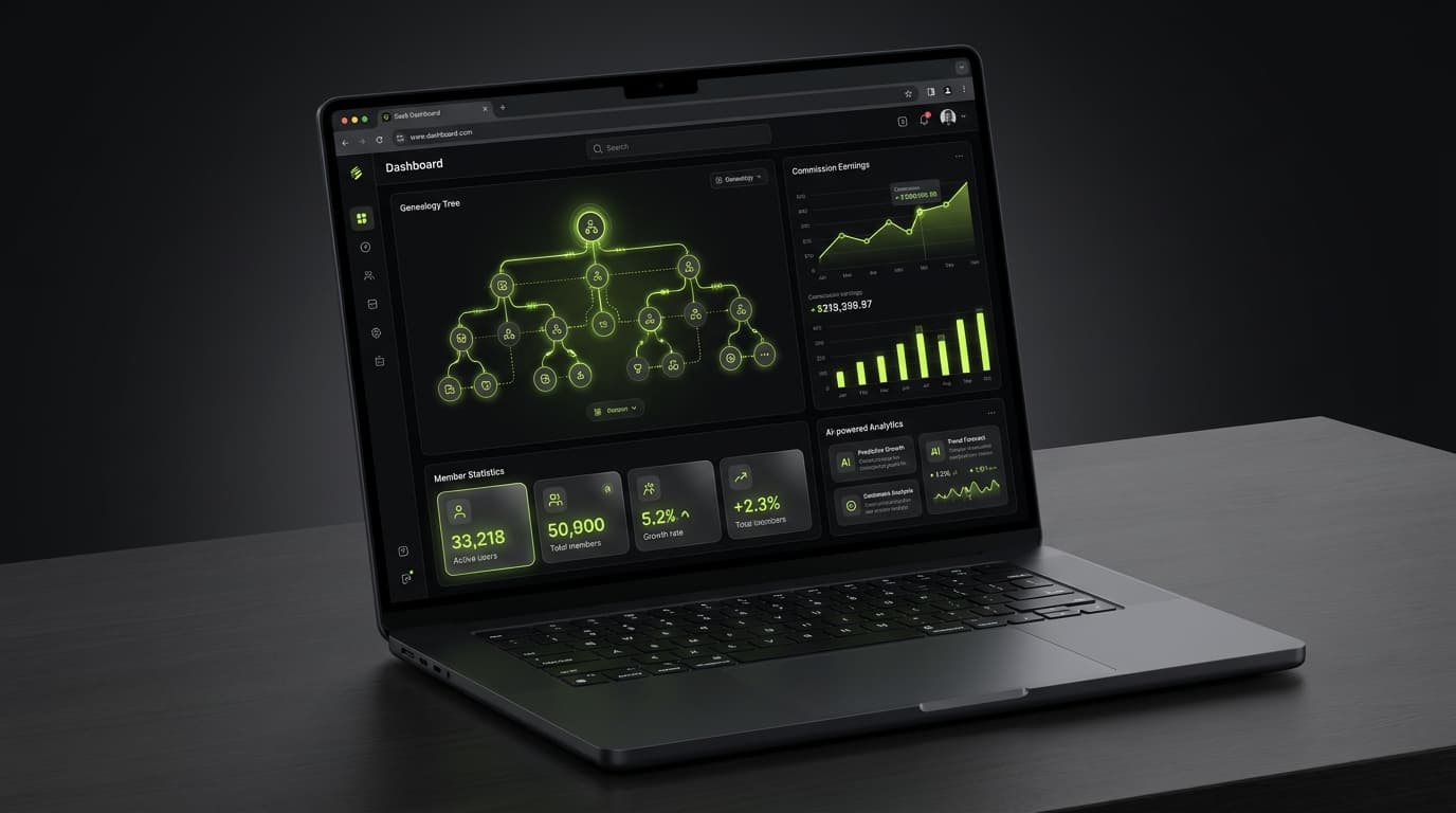 iTechies AI-built dashboard mock — custom MLM and operations system